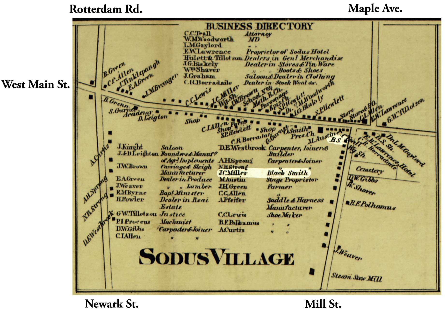 1858 Wayne County Sod-48 Excerpt Map